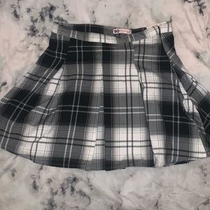 High Rise Black and White Plaid Mini Skirt